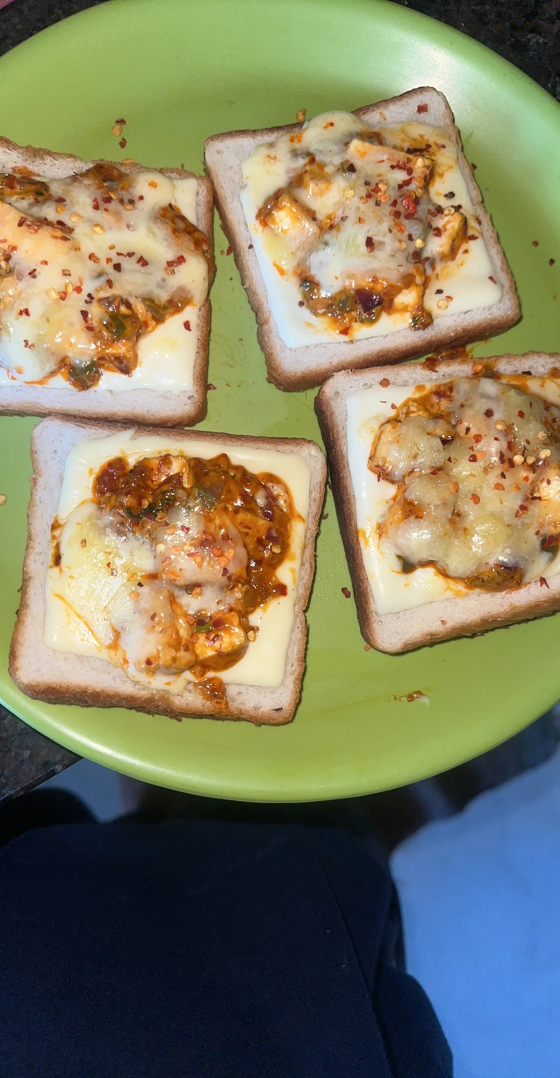 A cook's photo of Paneer Schezwan Toast