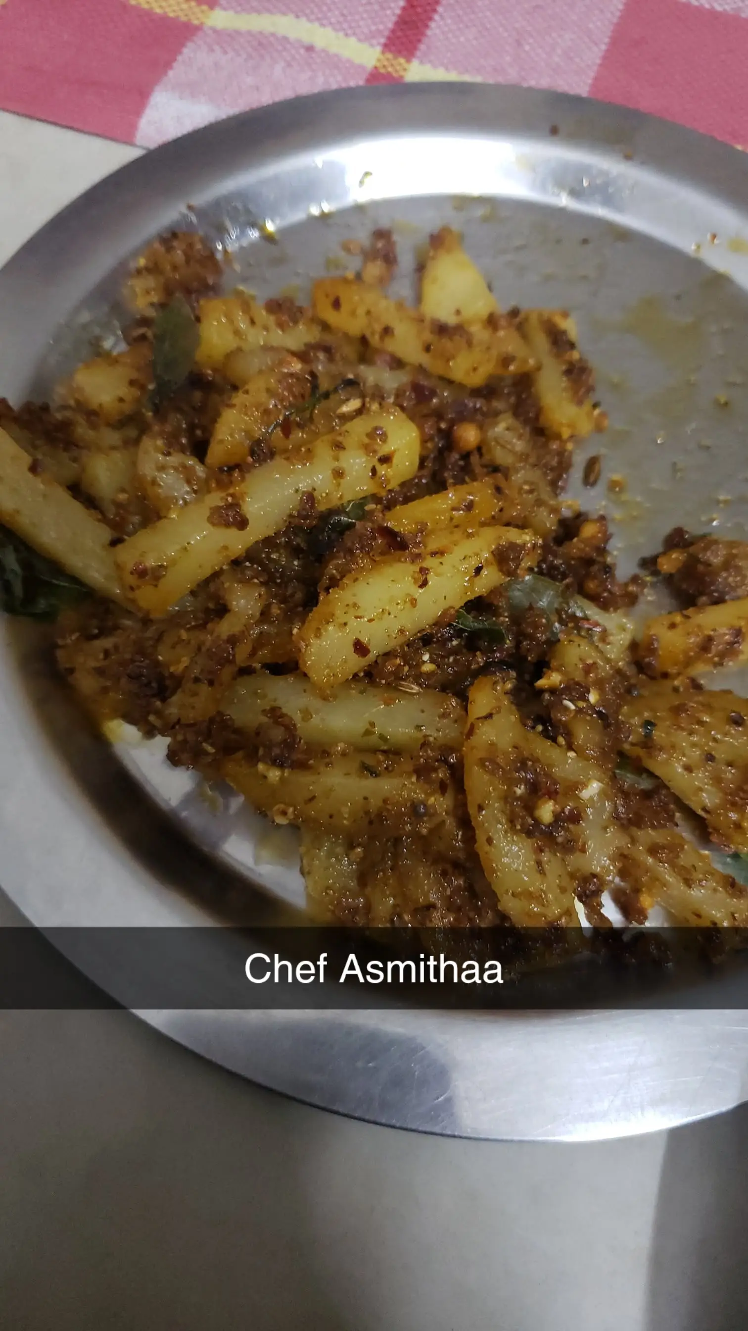 A cook's photo of Red Thecha Potato Fry