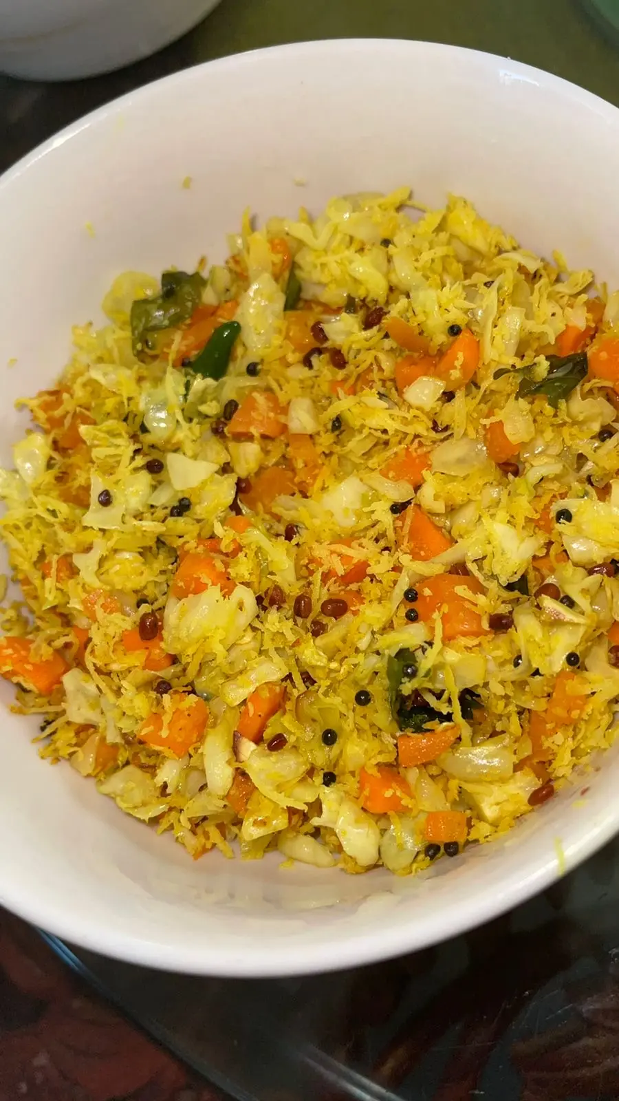 A cook's photo of Cabbage Thoran