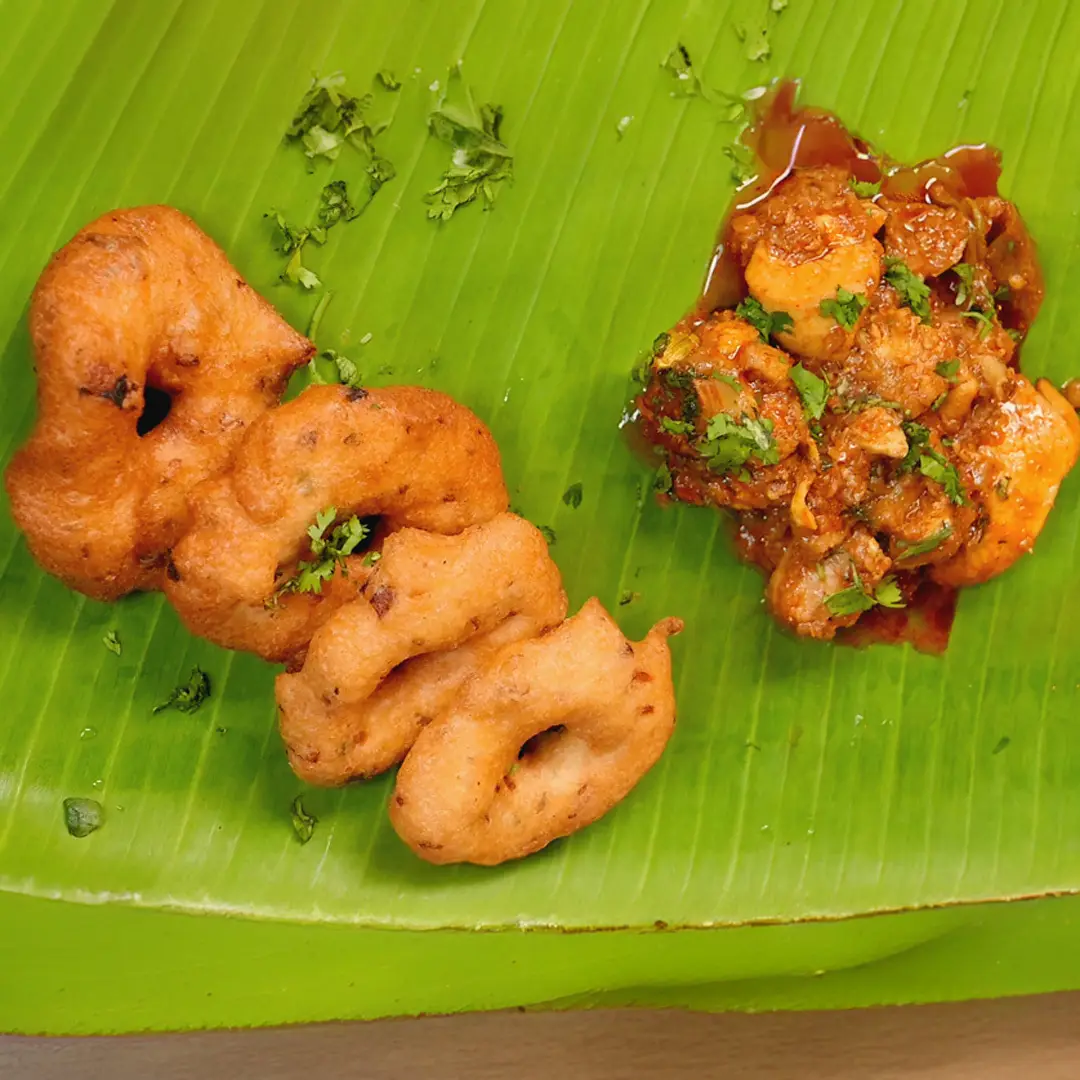 Garelu and Chicken Curry