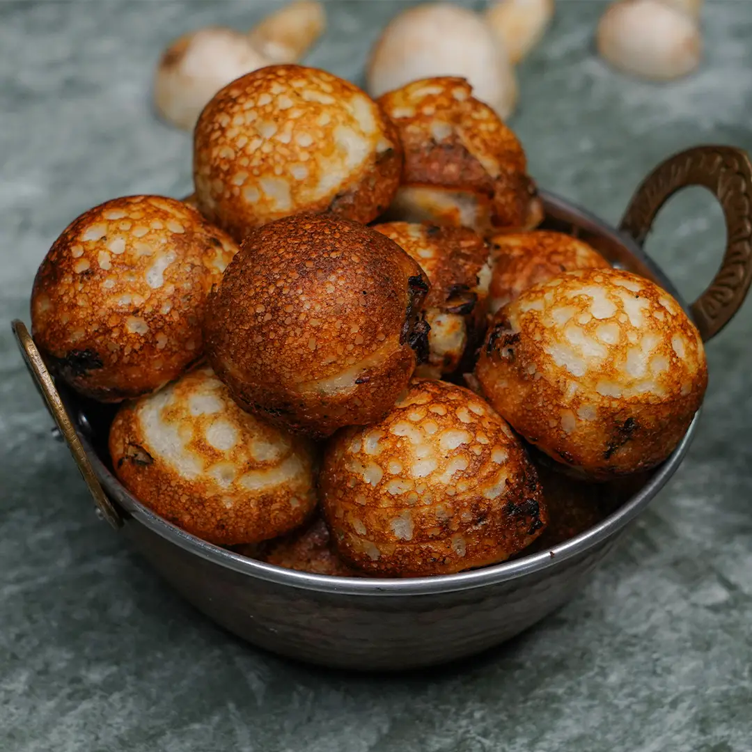 Mushroom Pepper Fry Kuzhi Paniyaram