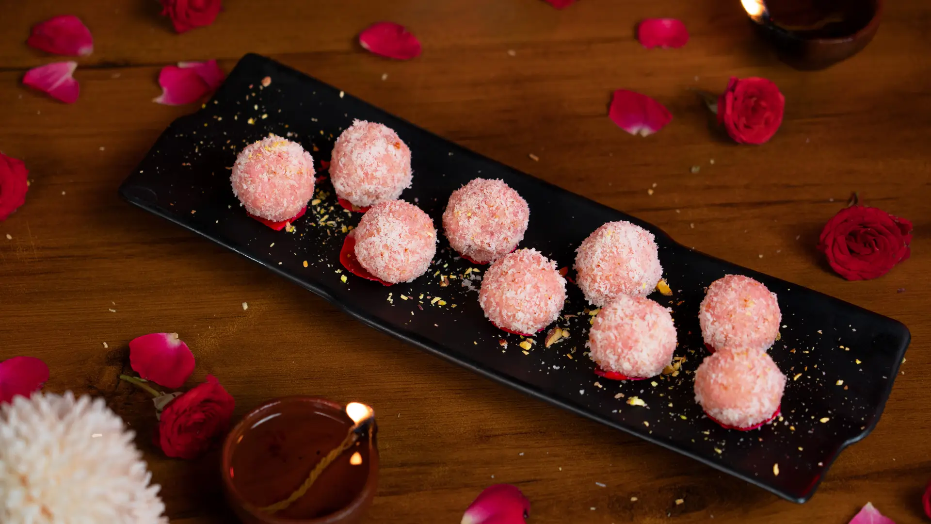 Rose Coconut Ladoo