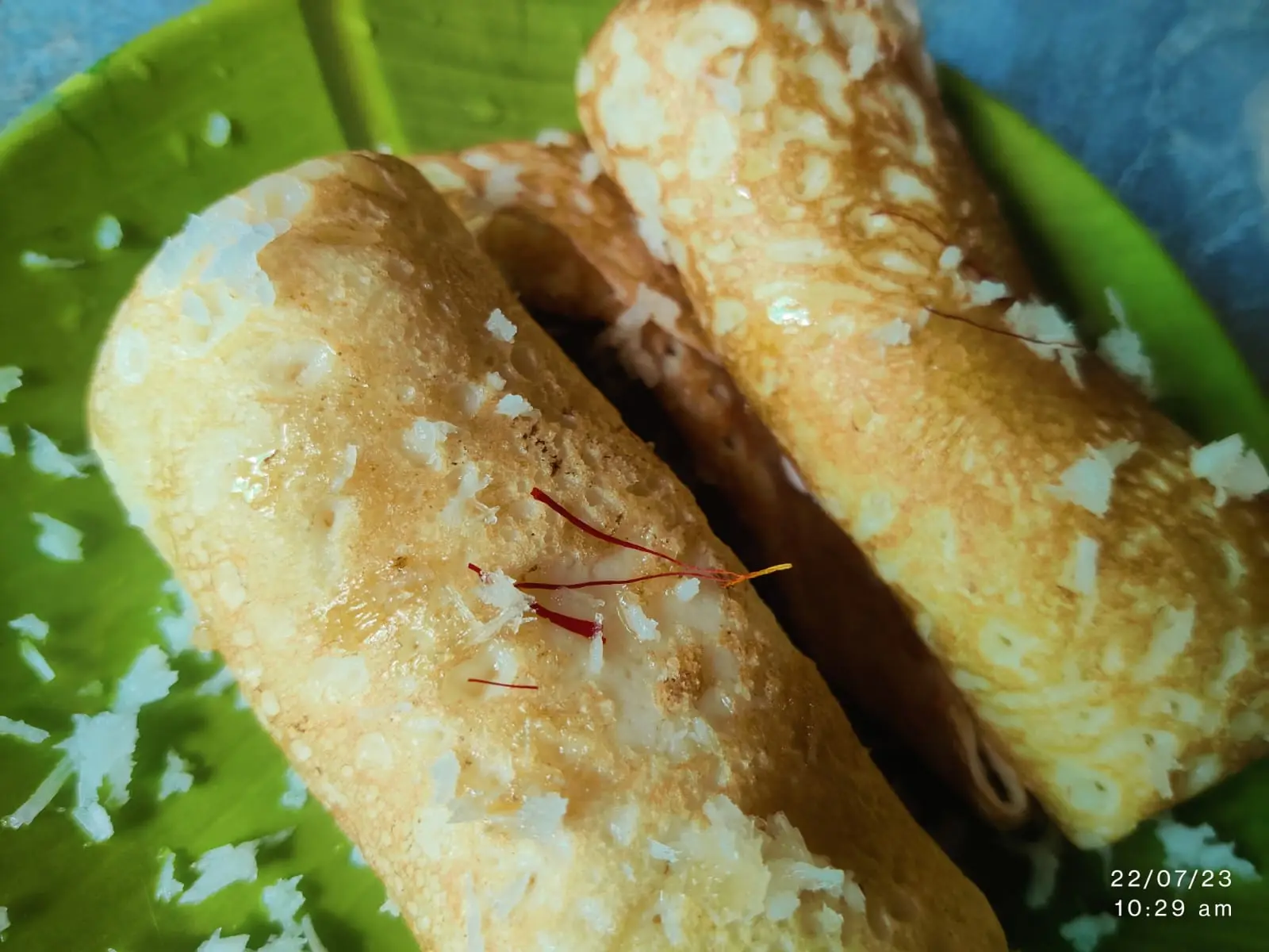 A cook's photo of Coconut Stuffed Pancakes