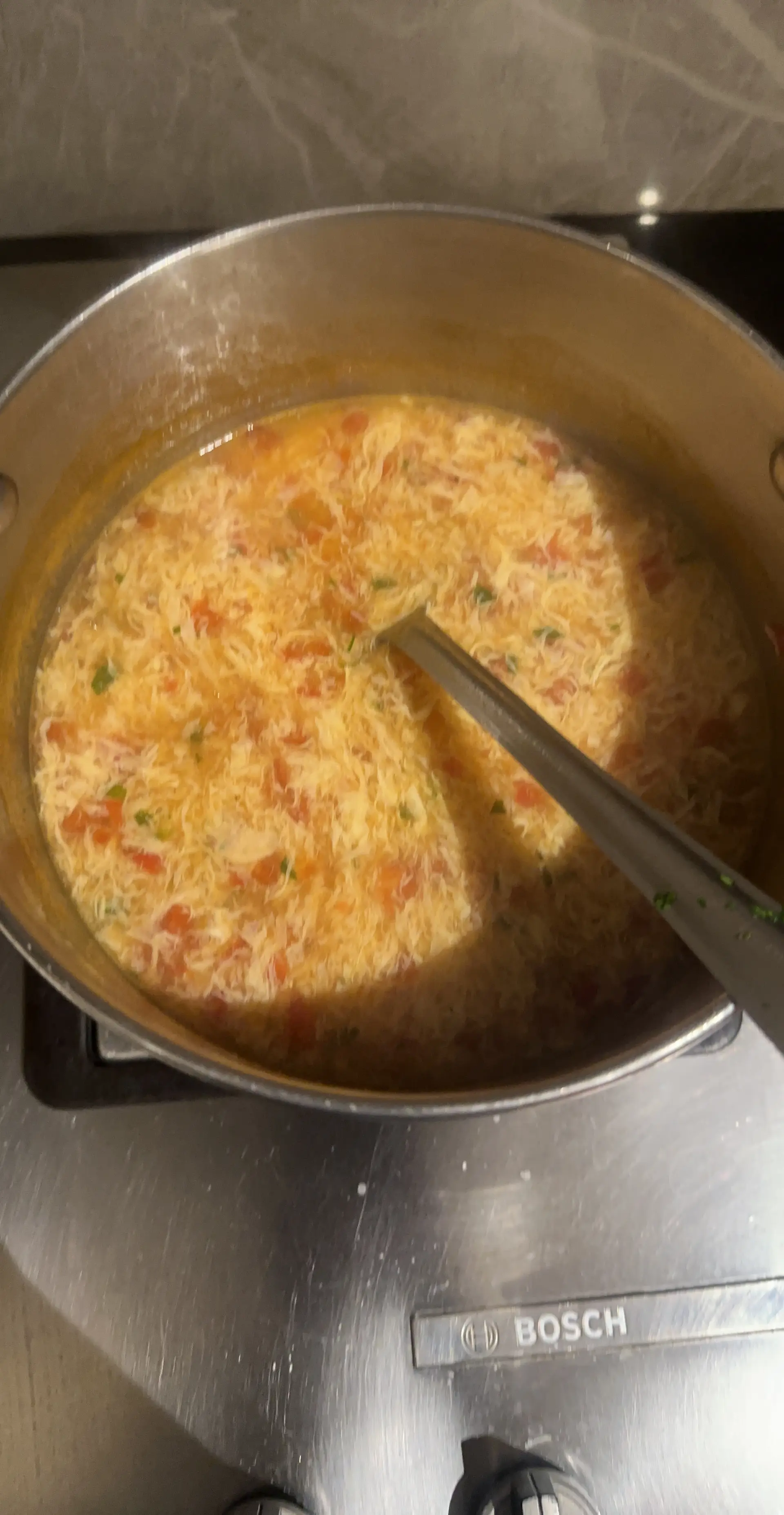A cook's photo of Tomato Egg Drop Soup