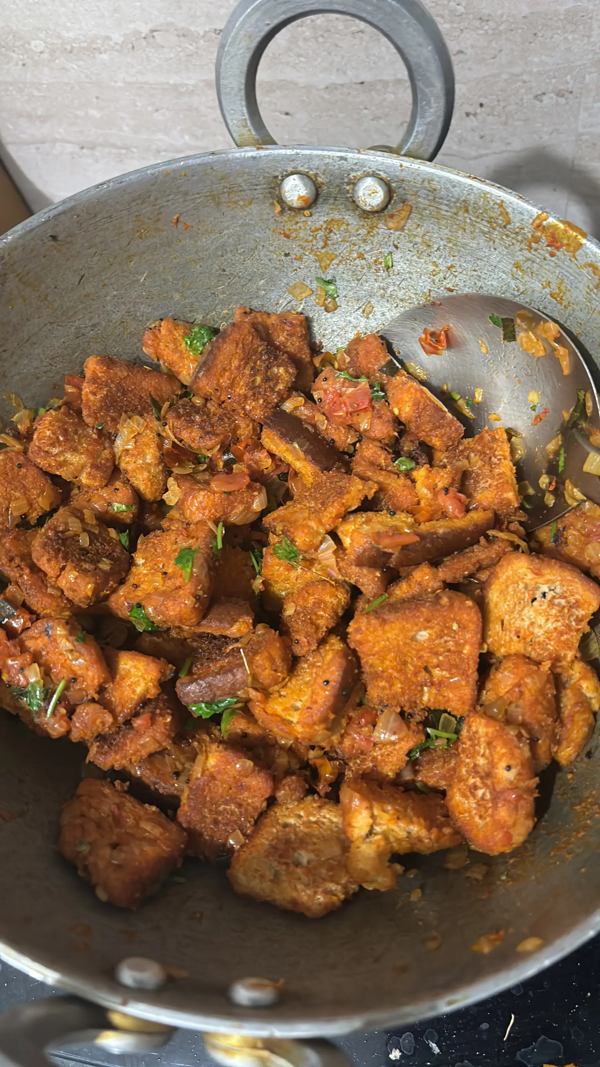 A cook's photo of Bread Upma