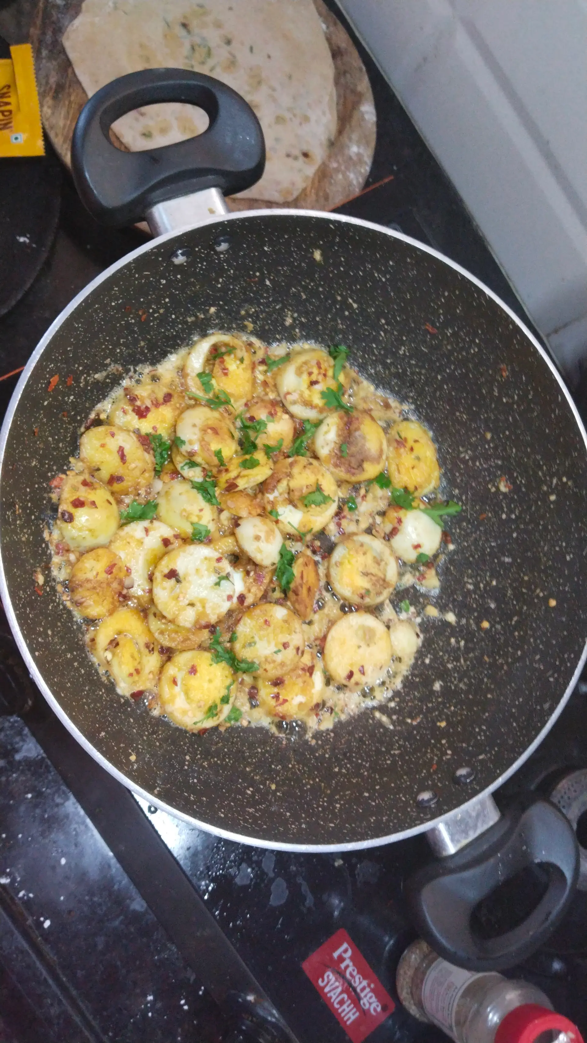 A cook's photo of Golden Coin Eggs