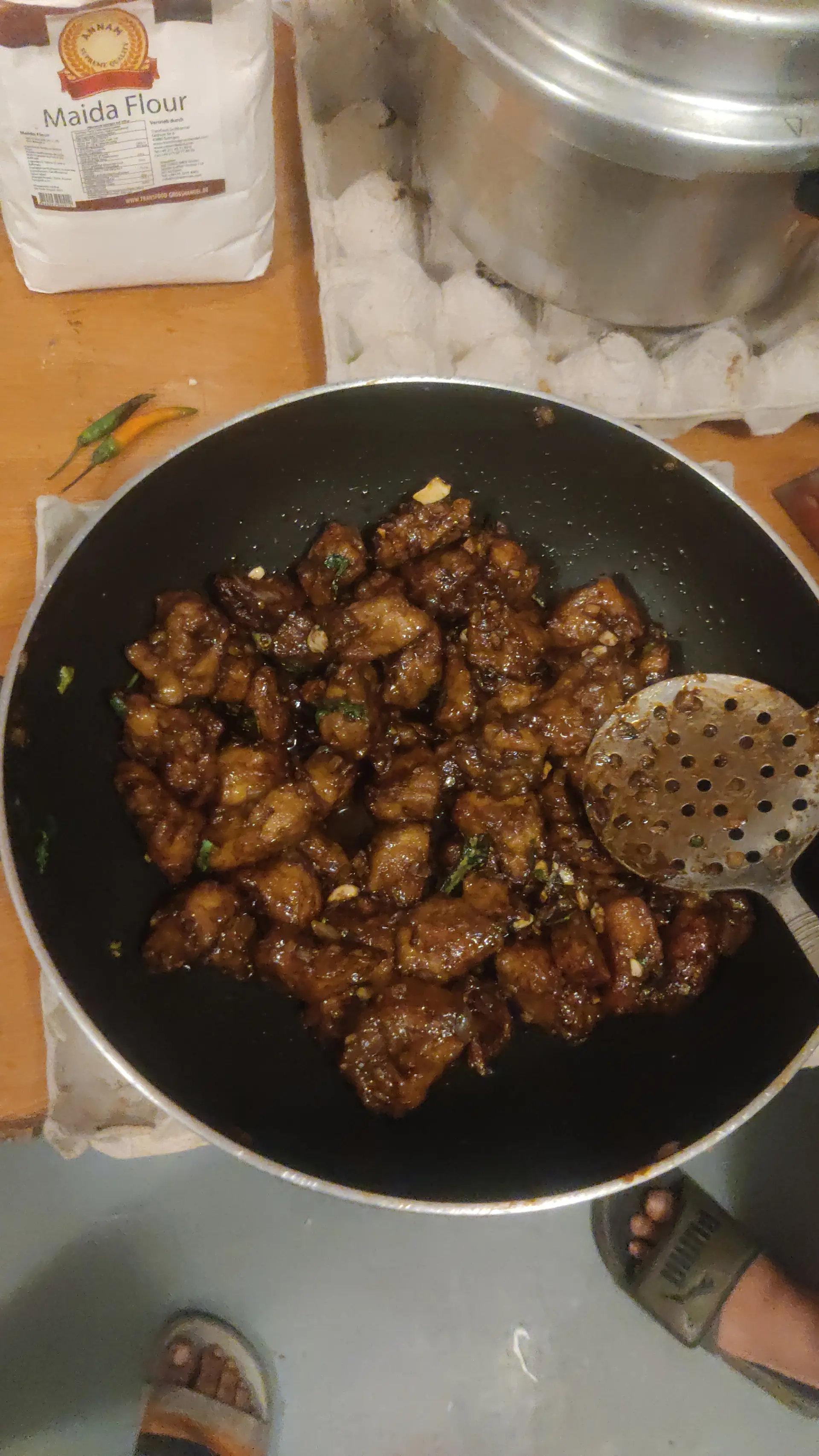 A cook's photo of Pepper Chicken