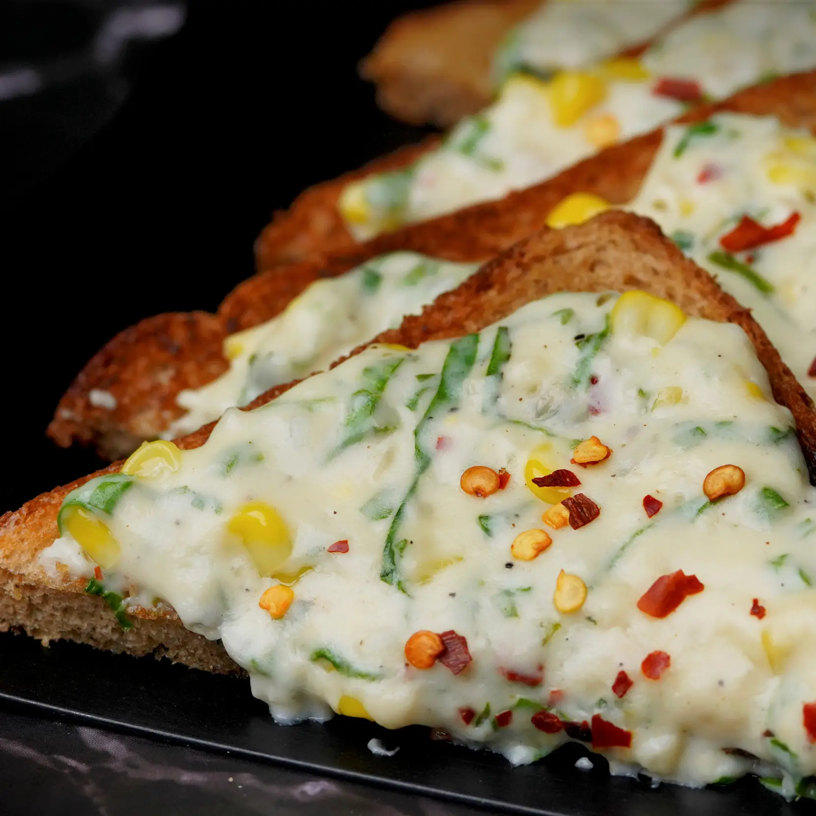 Creamy Spinach and Corn Toasties
