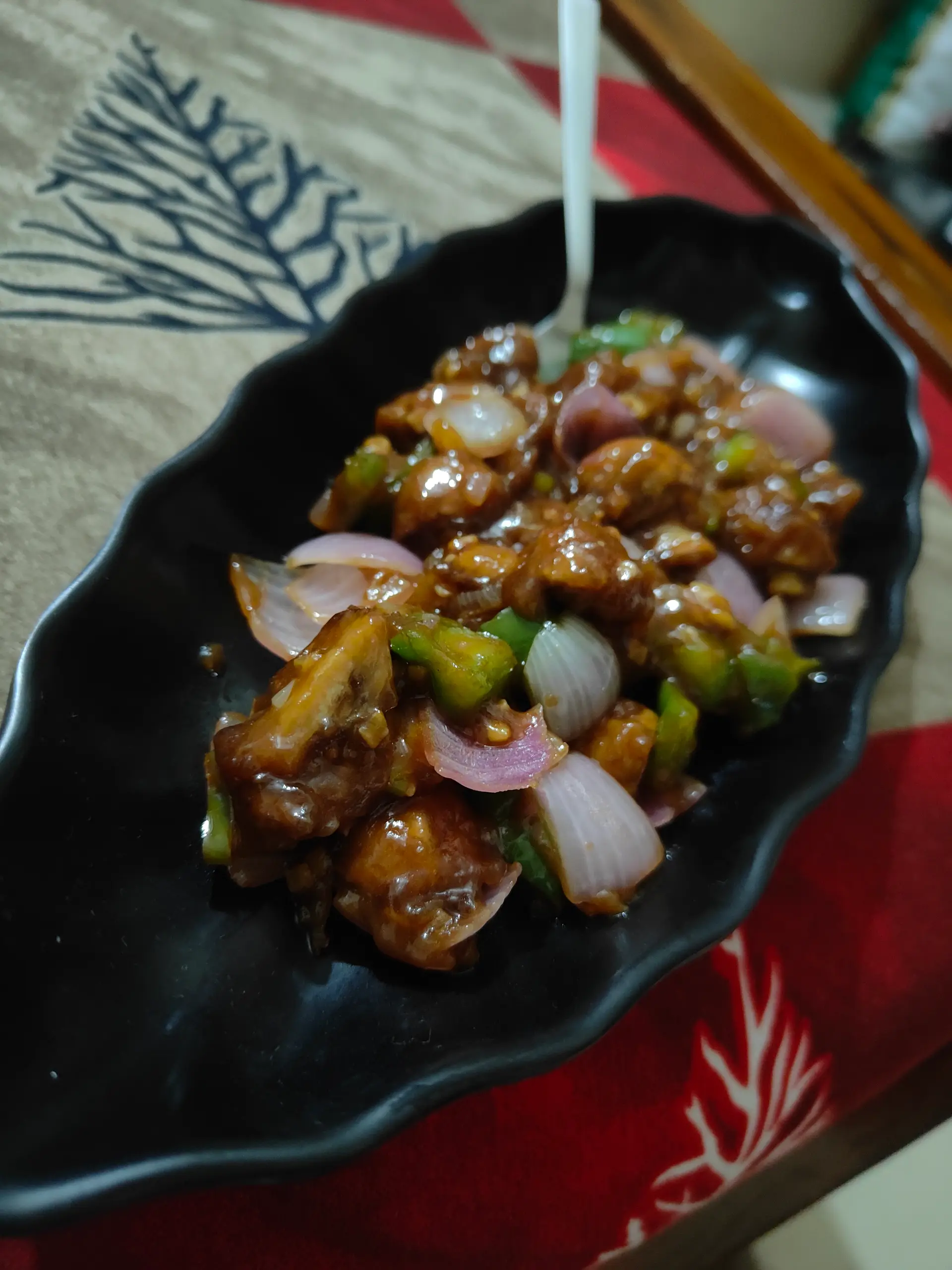 A cook's photo of Street Style Chilli Mushroom