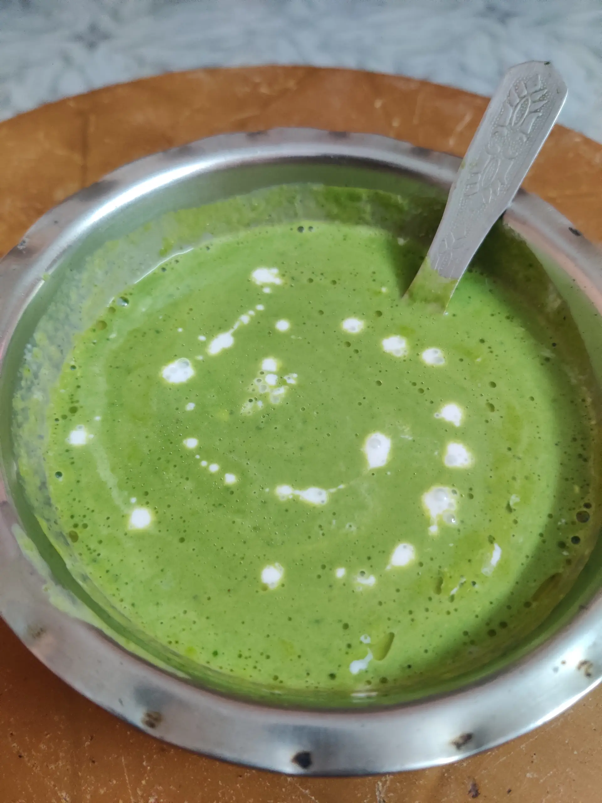 A cook's photo of Cream of Spinach Soup