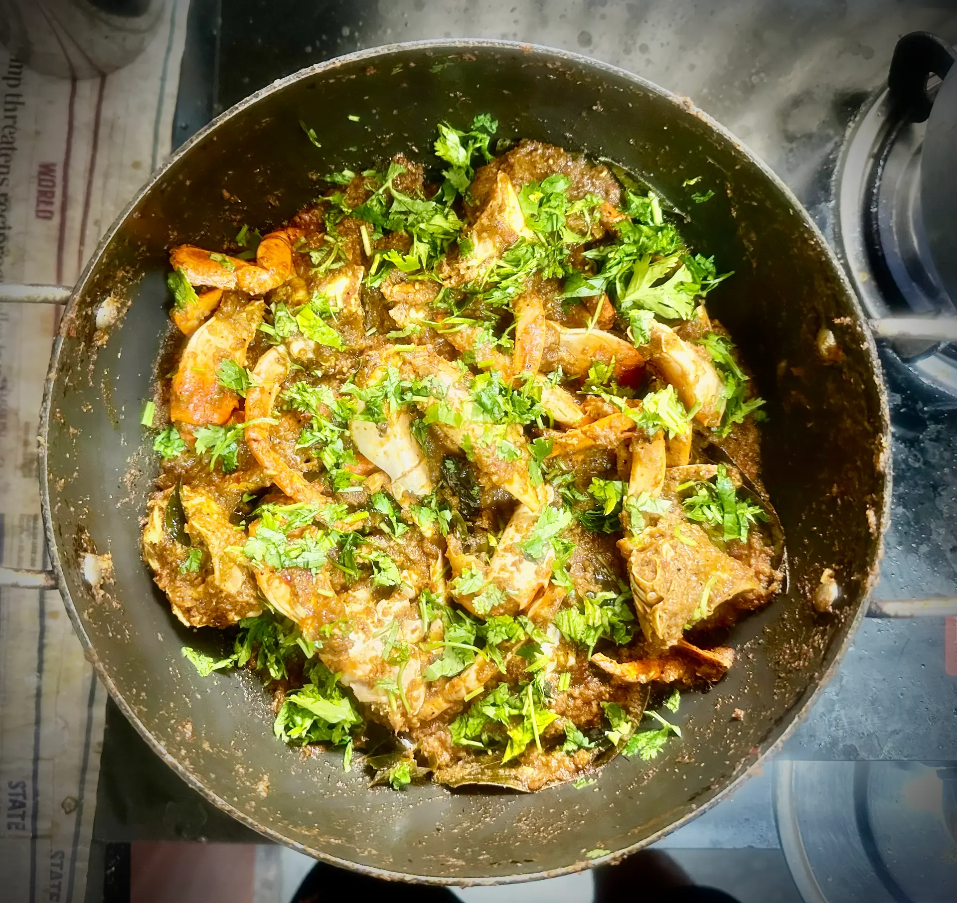 A cook's photo of Crab Masala
