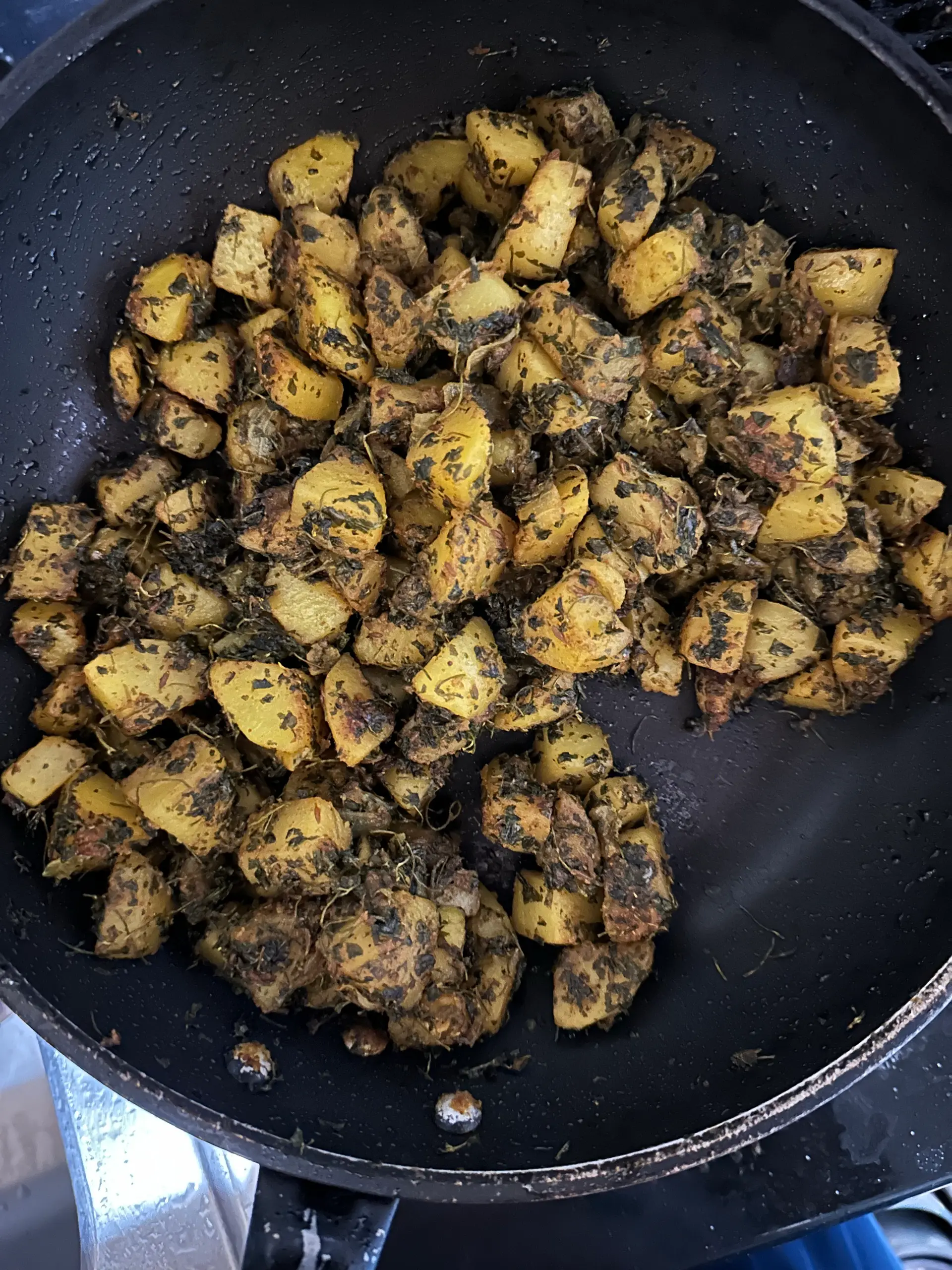 A cook's photo of Aloo Methi