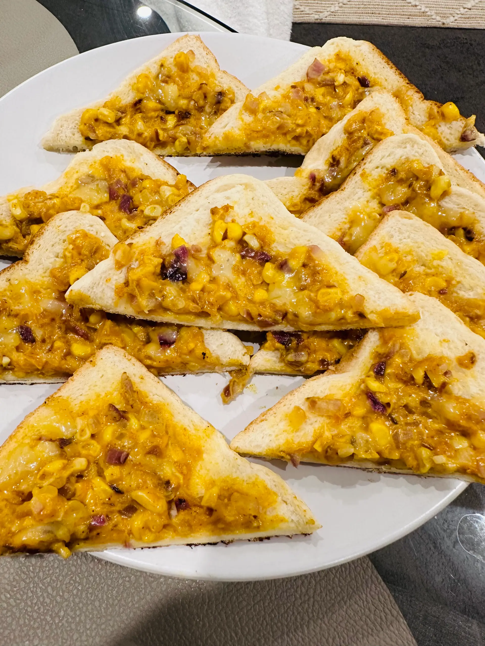 A cook's photo of Masala Corn Toast