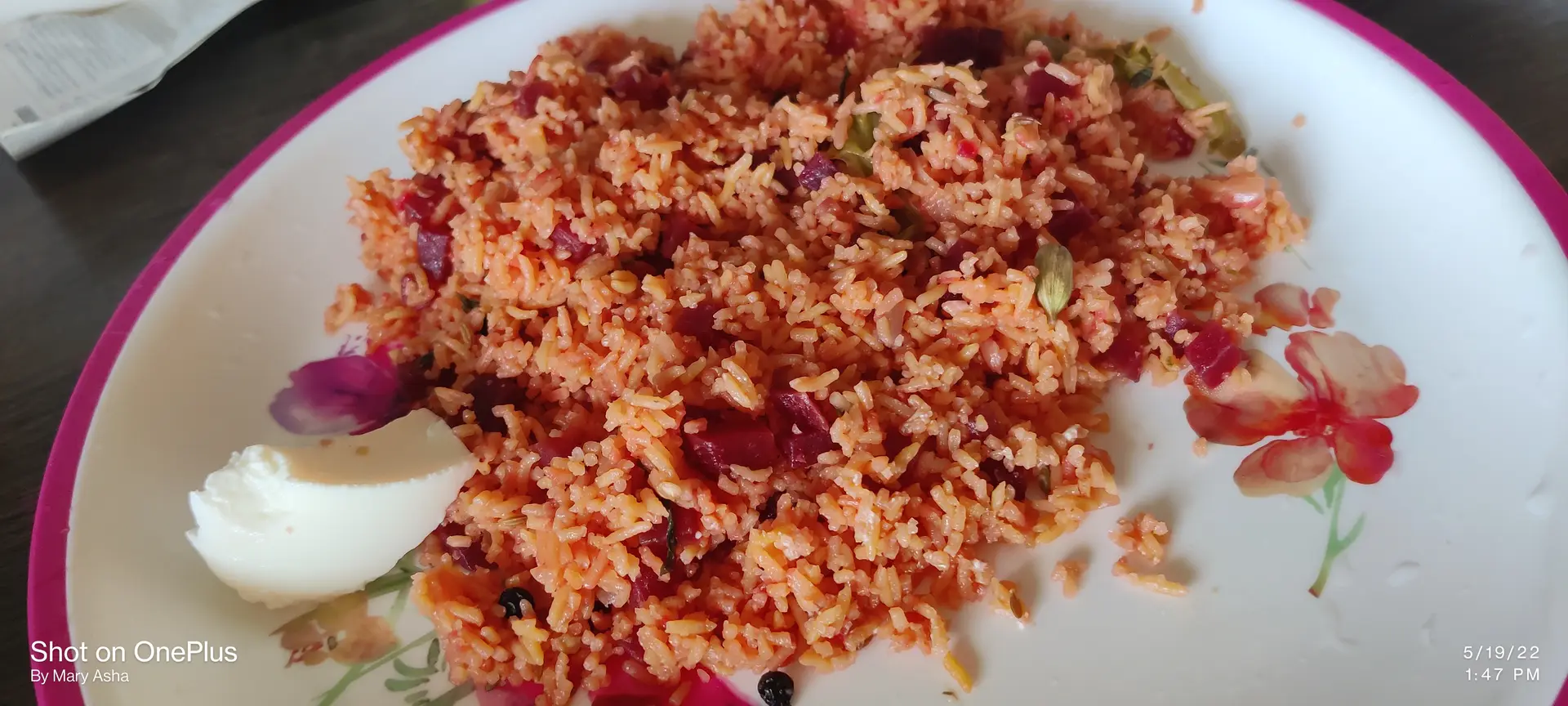 A cook's photo of Beetroot Pulao