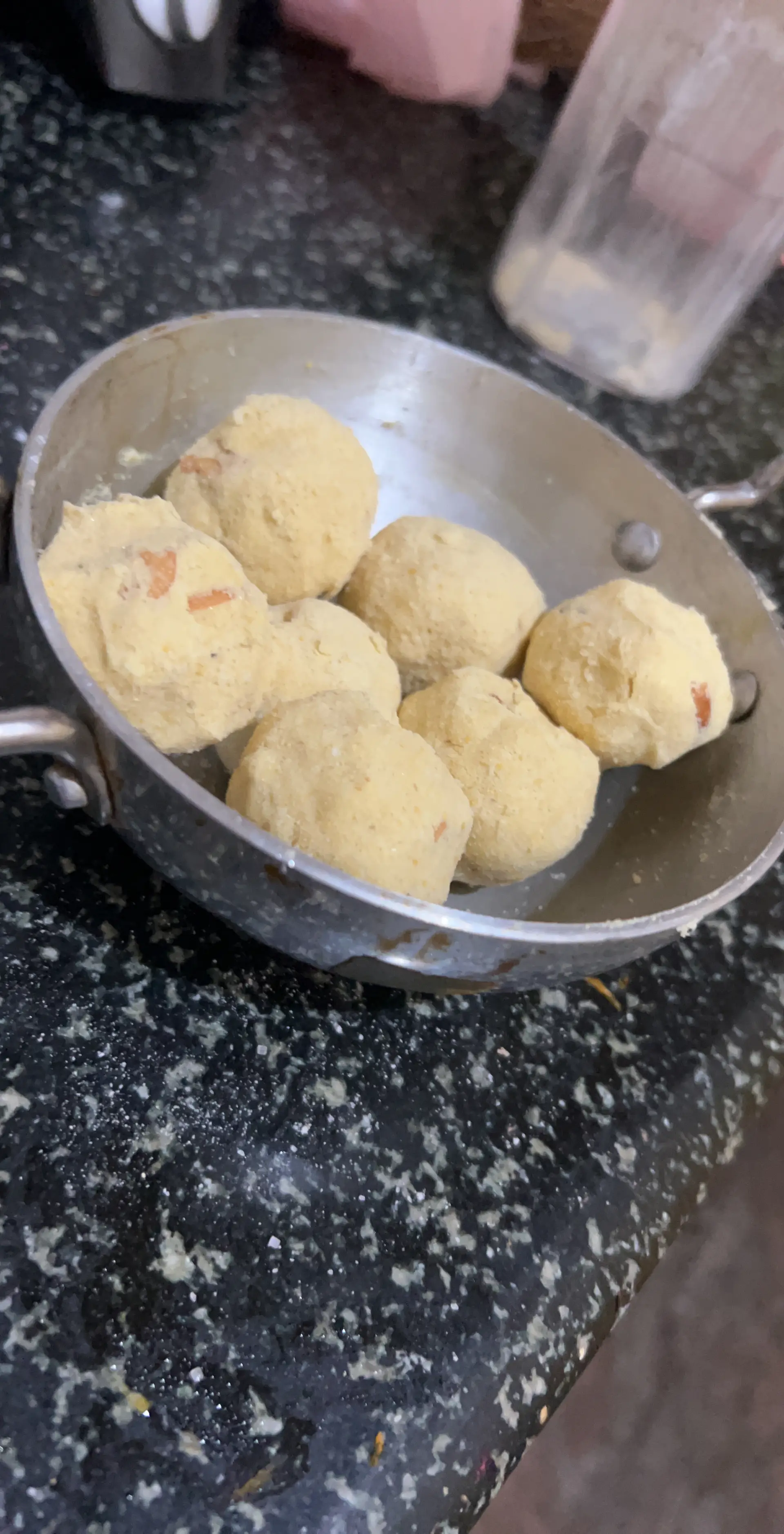 A cook's photo of Maa Laddu
