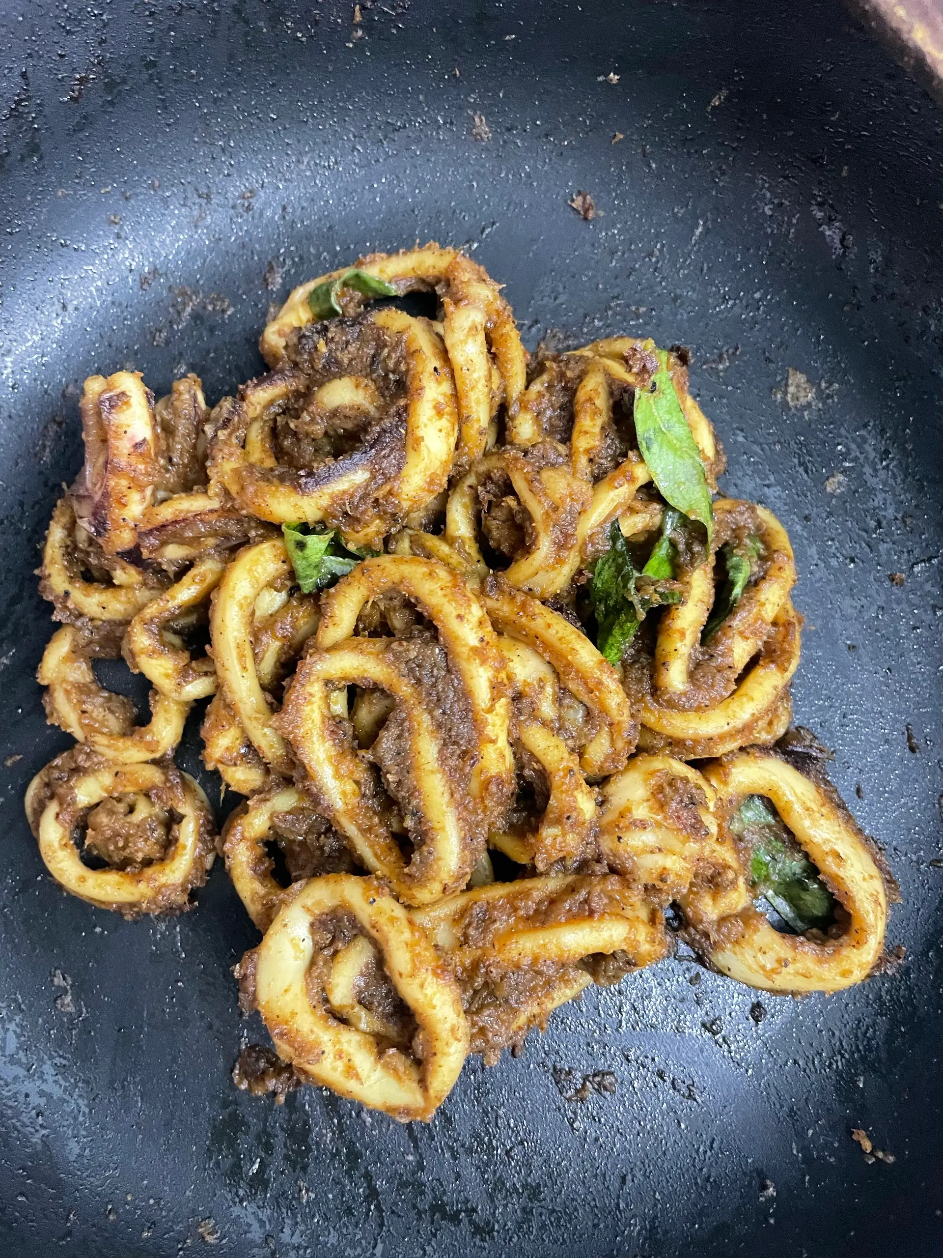 A cook's photo of Squid Fry