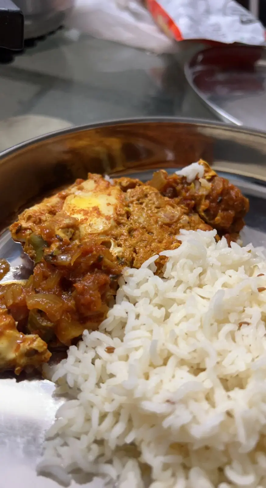 A cook's photo of Egg Drop Curry