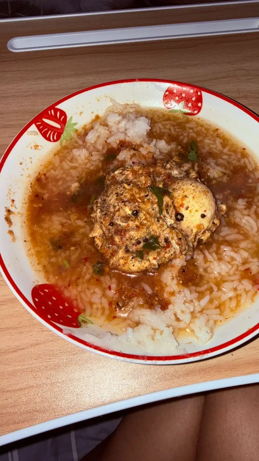 A cook's photo of Rasam Poached Eggs