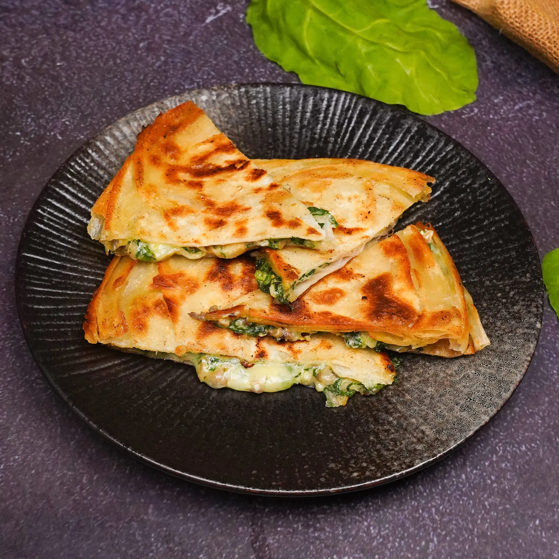 Mushroom Spinach Quesadilla