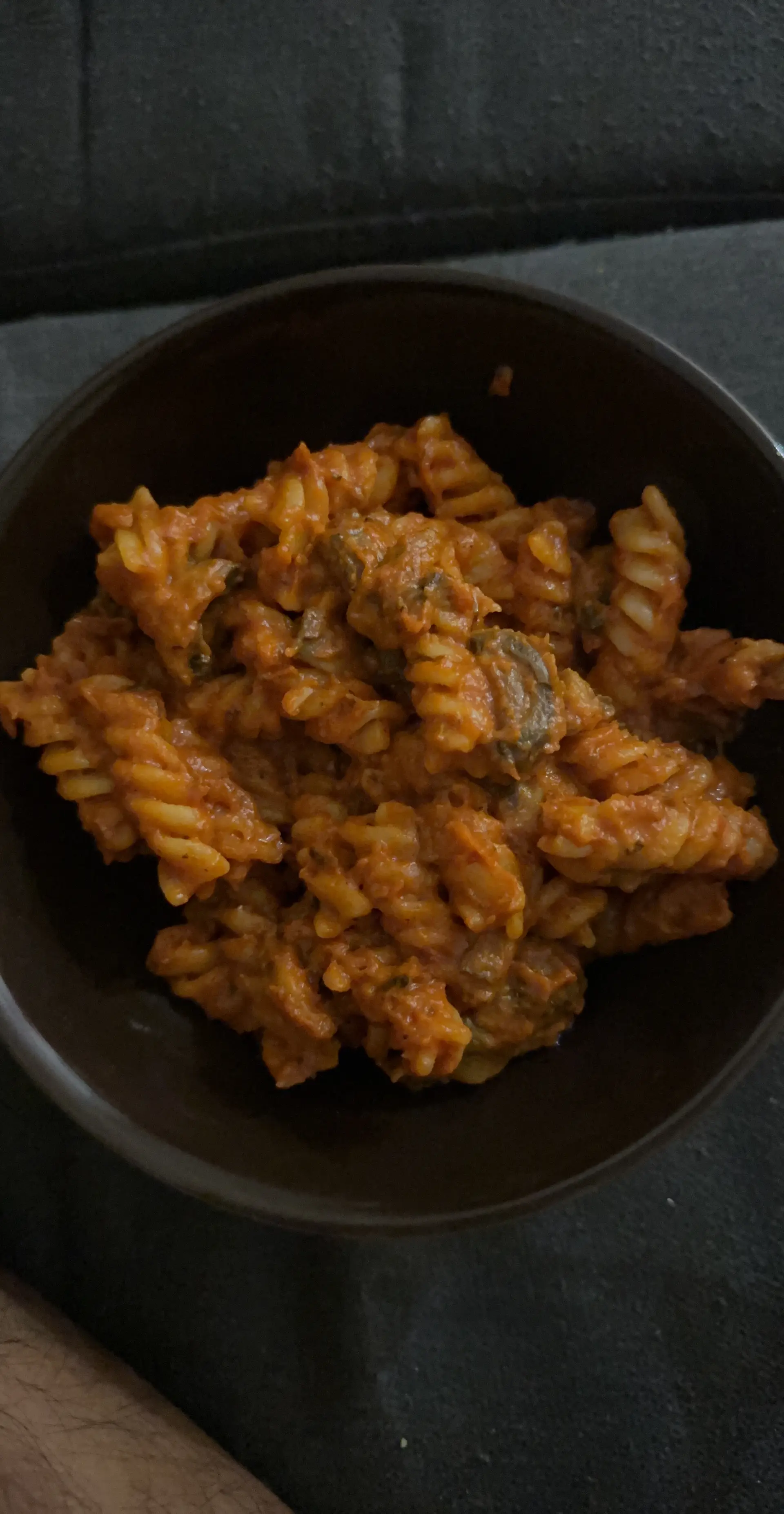 A cook's photo of Creamy Tomato Mushroom pasta