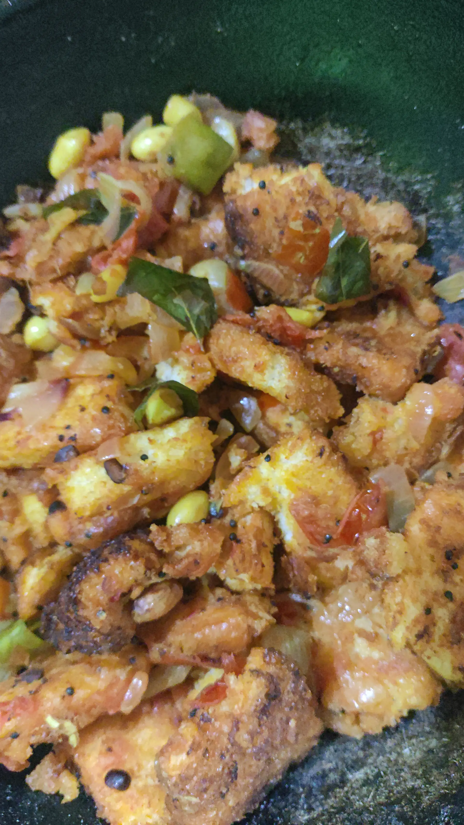 A cook's photo of Bread Upma